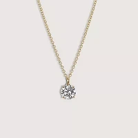 Lab Created 14k Gold Lab grown diamond 2 ctw round cut solitaire pendant necklace