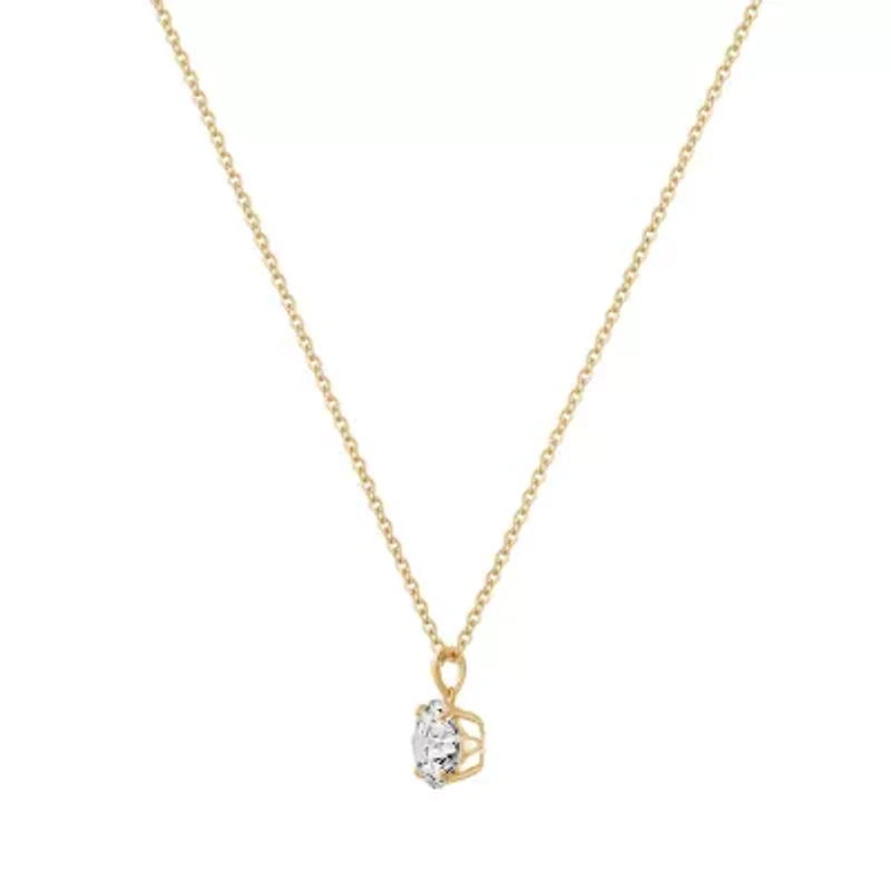 Lab Created 14k Gold Lab grown diamond 2 ctw round cut solitaire pendant necklace