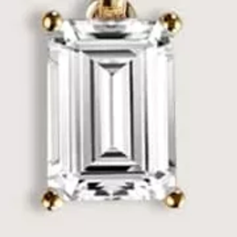 Lab Created 14k Gold Lab grown diamond 1 ctw emerald cut solitaire pendant necklace