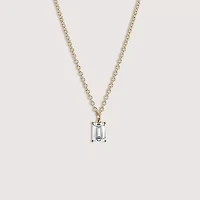 Lab Created 14k Gold Lab grown diamond 1 ctw emerald cut solitaire pendant necklace