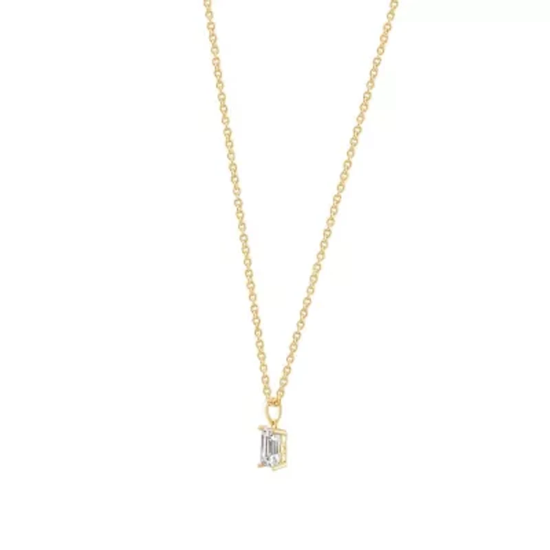 Lab Created 14k Gold Lab grown diamond 1 ctw emerald cut solitaire pendant necklace