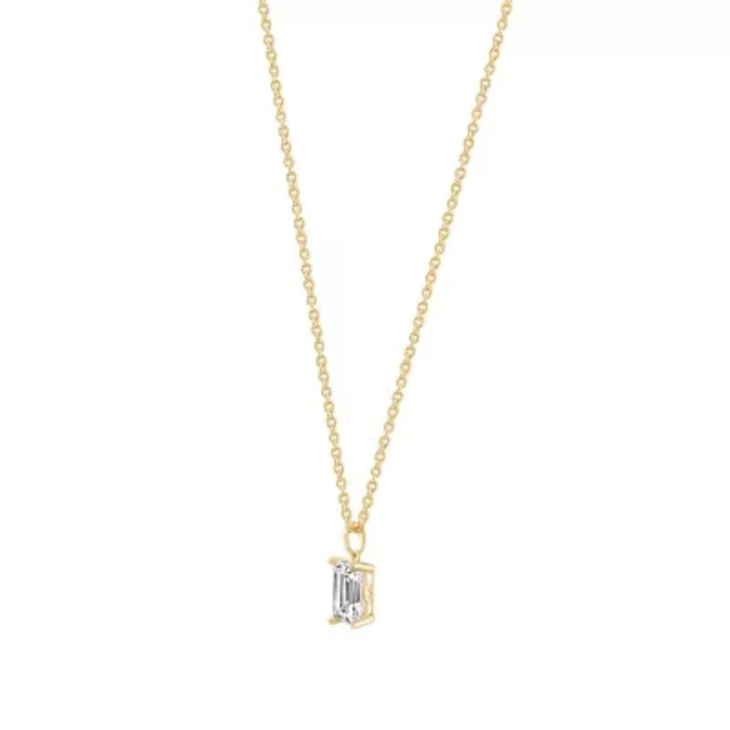 Lab Created 14k Gold Lab grown diamond ctw emerald cut solitaire pendant necklace