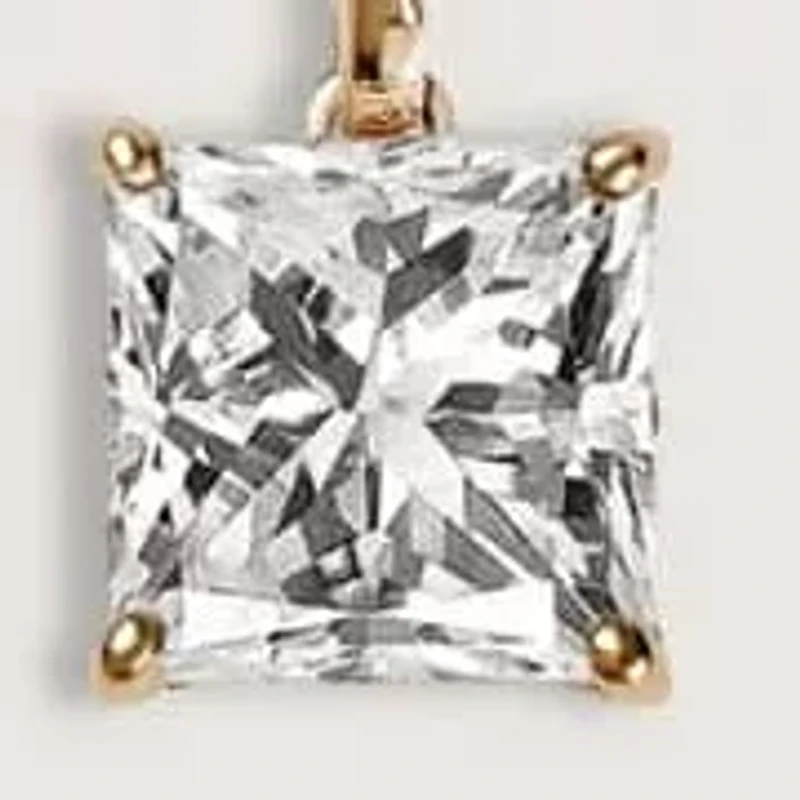 Lab Created 14k Gold Lab grown diamond ctw square cut solitaire pendant necklace