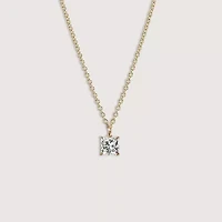 Lab Created 14k Gold Lab grown diamond ctw square cut solitaire pendant necklace