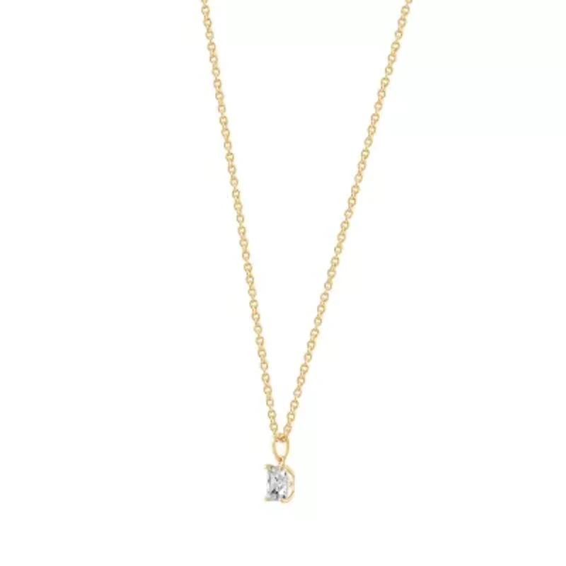 Lab Created 14k Gold Lab grown diamond ctw square cut solitaire pendant necklace