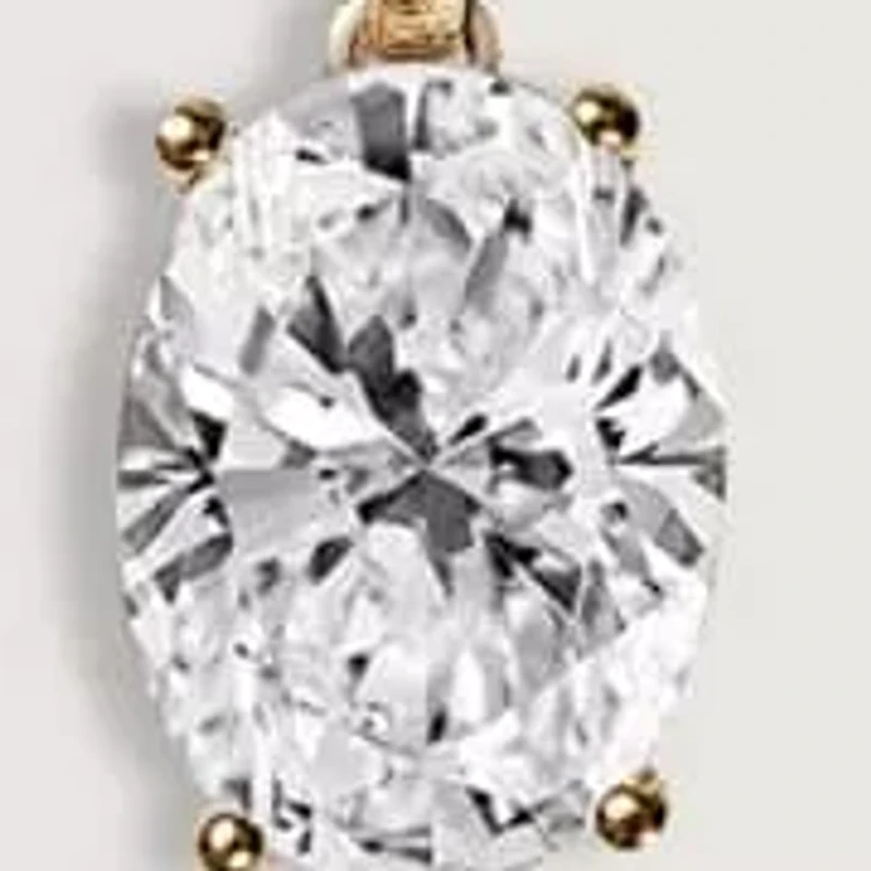 Lab Created 14k Gold Lab grown diamond 1 ctw oval cut solitaire pendant necklace