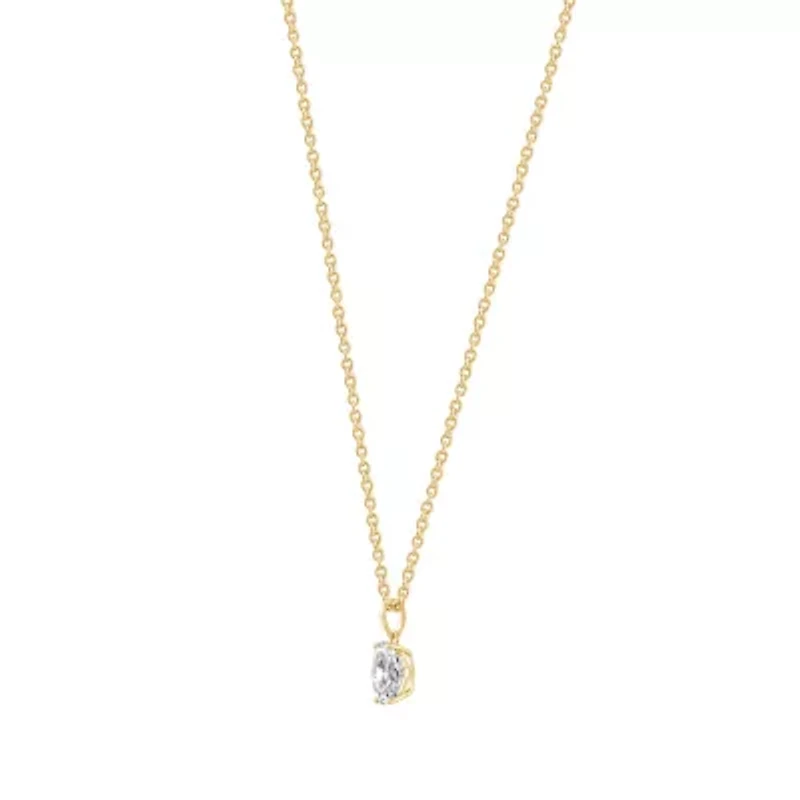 Lab Created 14k Gold Lab grown diamond 1 ctw oval cut solitaire pendant necklace