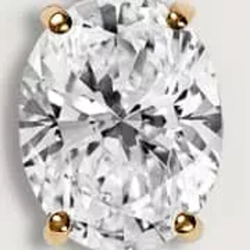 Lab Created 14k Gold Lab grown diamond ctw oval cut solitaire pendant necklace