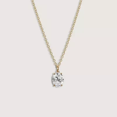 Lab Created 14k Gold Lab grown diamond ctw oval cut solitaire pendant necklace