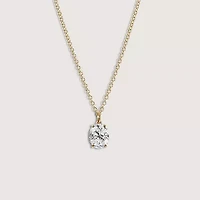 Lab Created 14k Gold Lab grown diamond ctw oval cut solitaire pendant necklace