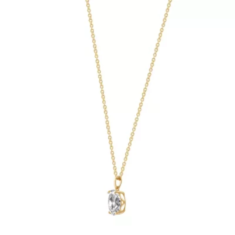 Lab Created 14k Gold Lab grown diamond ctw oval cut solitaire pendant necklace