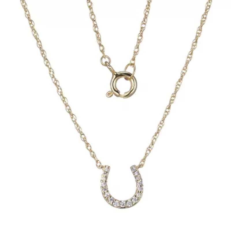 1/10 cttw Diamond Horseshoe Pendant in 14k Yellow Gold with 18" Rope Chain