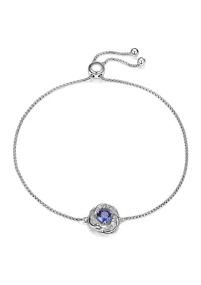 Lab Created Love Knot Bolo Adjustable Bracelet Sterling Silver