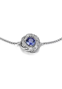 Lab Created Love Knot Bolo Adjustable Bracelet Sterling Silver