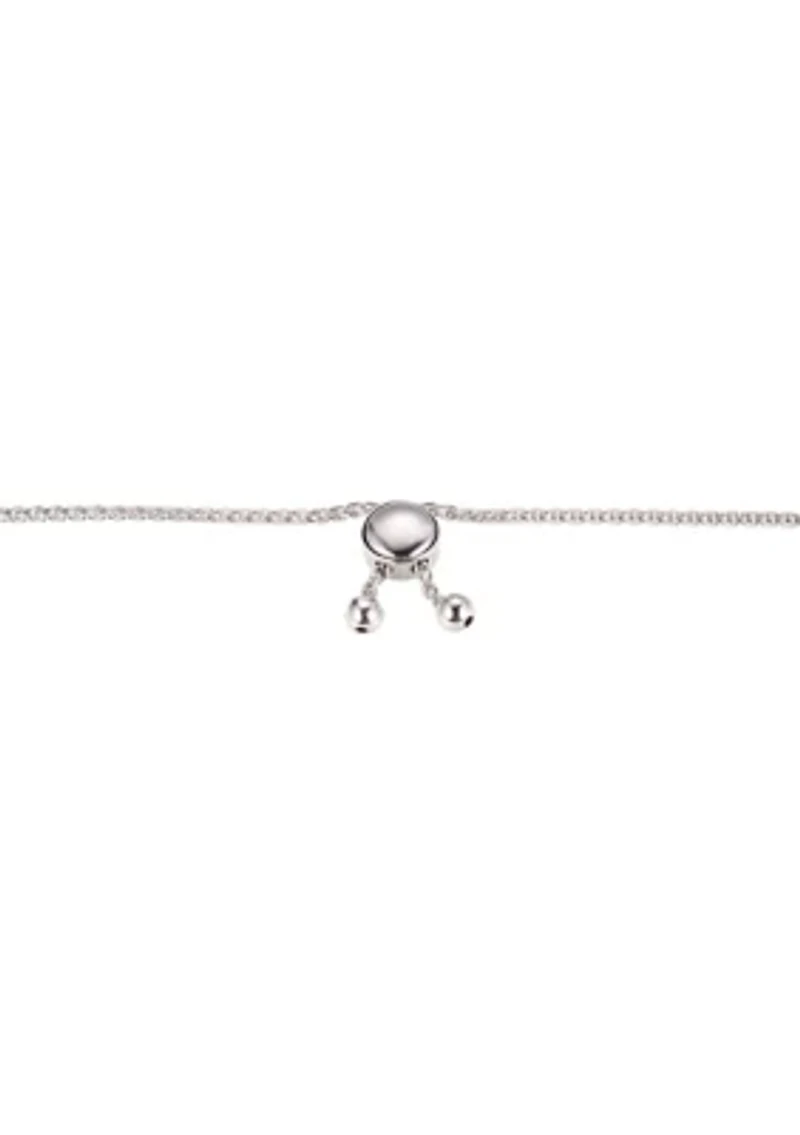 Lab Created Love Knot Bolo Adjustable Bracelet Sterling Silver
