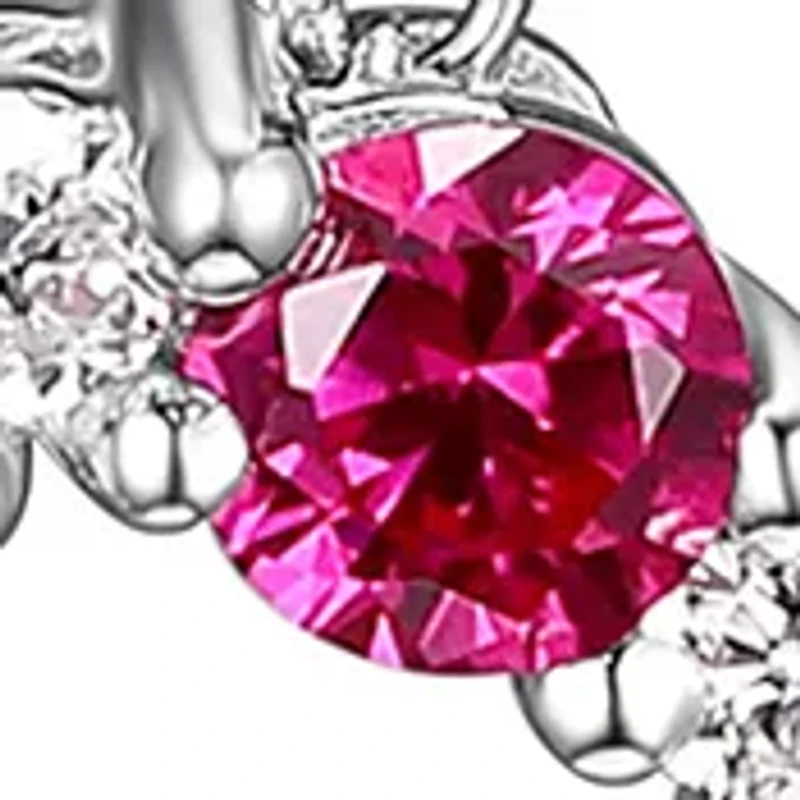 Lab Created Diamond and Gemstone Open Heart Pendant Necklace Rhodium Plated Sterling Silver