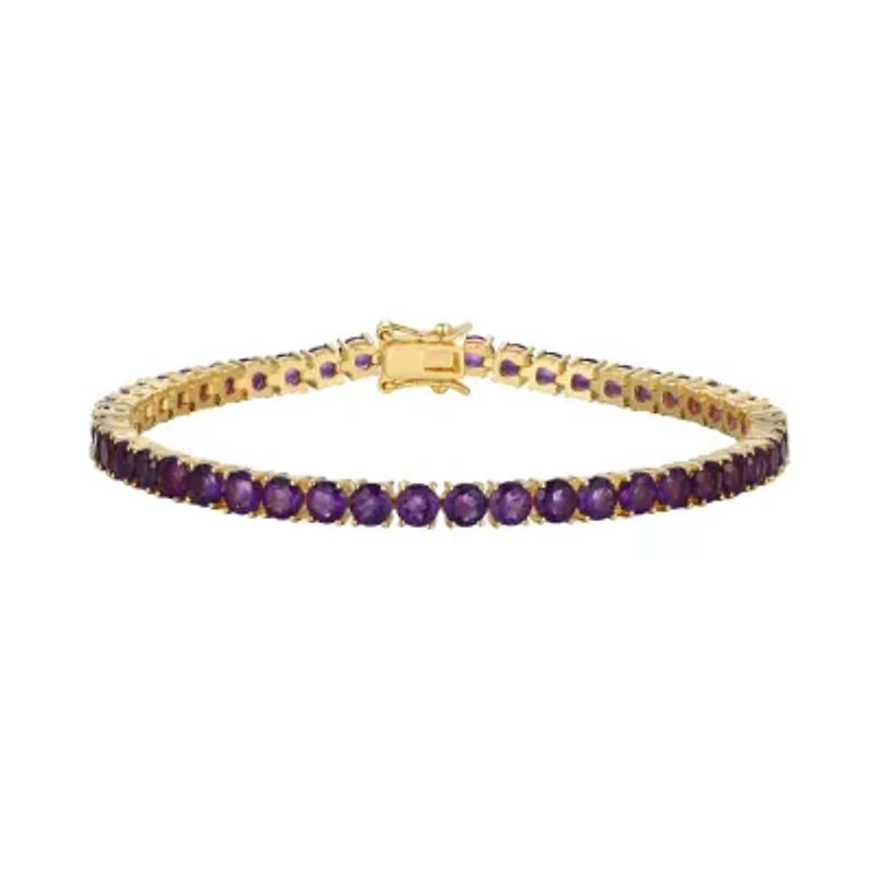 Genuine Peridot, Amethyst or Black Spinel Tennis Bracelets 18K Gold Plated Rhodium Sterling Silver