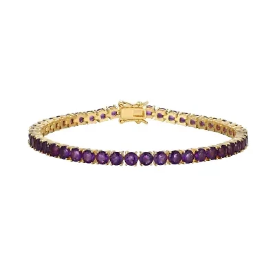 Genuine Peridot, Amethyst or Black Spinel Tennis Bracelets 18K Gold Plated Rhodium Sterling Silver