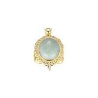 Lab Created Genuine Jade and White Sapphire Turtle Ring 18K Gold-plated Sterling Silver