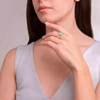 Genuine Amazonite and White Topaz Stacking Rings 18K Gold Plated Sterling Silver