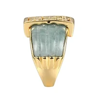 18k Yellow Gold-Plated Sterling Silver Genuine Jade Ribbed Ring