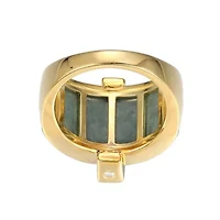 18k Yellow Gold-Plated Sterling Silver Genuine Jade Ribbed Ring