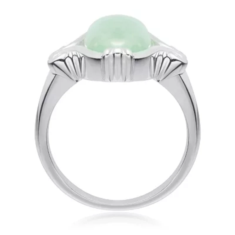 Sterling Silver Genuine Jade Marquise Ring