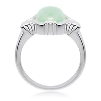 Sterling Silver Genuine Jade Marquise Ring