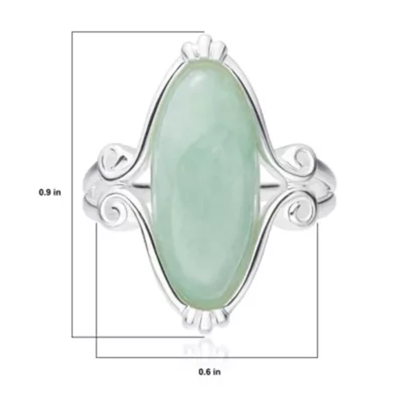 Sterling Silver Genuine Jade Marquise Ring