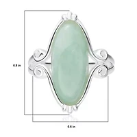 Sterling Silver Genuine Jade Marquise Ring