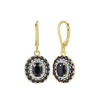 Genuine Gemstone and Diamond Accent Leverback Earrings 18K Gold-plated Sterling Silver