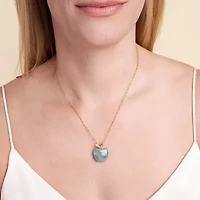 Genuine Jade Apple With White Topaz Necklace 18k Gold Plated Sterling Silver