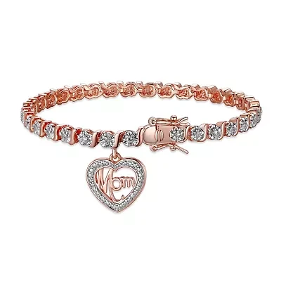 Diamond Accent Mom Bracelet Silver, 18K Yellow Gold or Rose Over Bronze