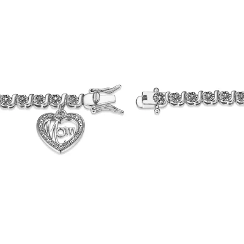 Diamond Accent Mom Bracelet in Silver, Yellow Gold or Rose Gold Over Bronze