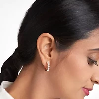 Moissanite Hoop Earrings 18k Gold or Rhodium Plated Sterling Silver