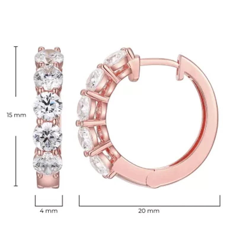 Moissanite Hoop Earrings 18k Gold or Rhodium Plated Sterling Silver
