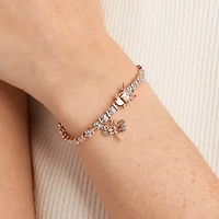 Diamond Accent Dragonfly Bracelet Silver, 18K Yellow Gold or Rose Over Bronze