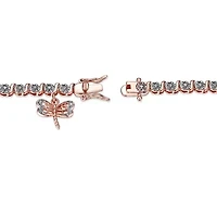 Diamond Accent Dragonfly Bracelet Silver, 18K Yellow Gold or Rose Over Bronze