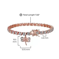 Diamond Accent Dragonfly Bracelet Silver, 18K Yellow Gold or Rose Over Bronze