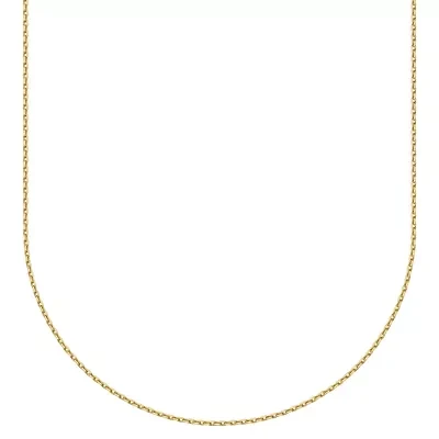 10k Yellow Gold Diamond Cut Elegant Rolo Chain Necklace, Available 16" or 18"