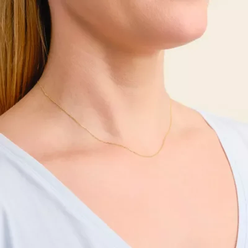 10k Yellow Gold Diamond Cut Elegant Rolo Chain Necklace, Available 16" or 18"
