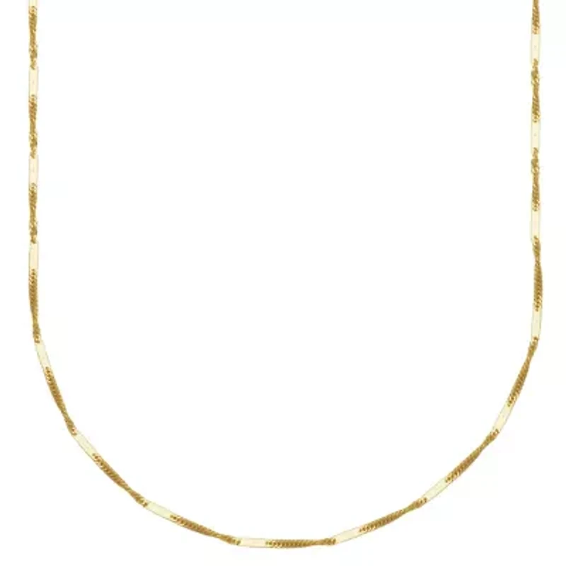 10k Yellow Gold Elegant Singapore Mirror Chain Necklace, Available 16", 18" or 20"