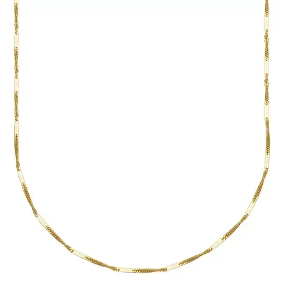 10k Yellow Gold Elegant Singapore Mirror Chain Necklace, Available 16", 18" or 20"