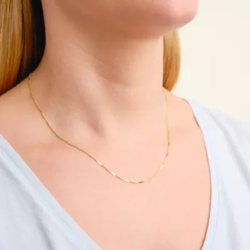 10k Yellow Gold Elegant Singapore Mirror Chain Necklace, Available 16", 18" or 20"