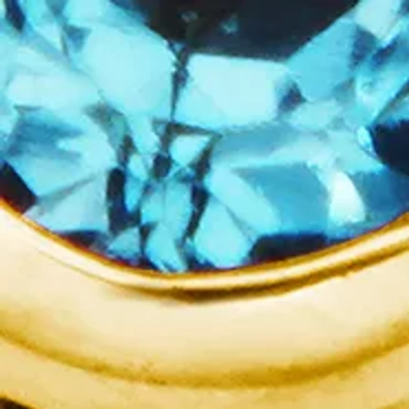 10k Yellow Gold Bezel-Set Solitaire Genuine Gemstone Stud Earrings; Available Blue Topaz, Garnet, Aquamarine or Opal