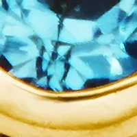 10k Yellow Gold Bezel-Set Solitaire Genuine Gemstone Stud Earrings; Available Blue Topaz, Garnet, Aquamarine or Opal