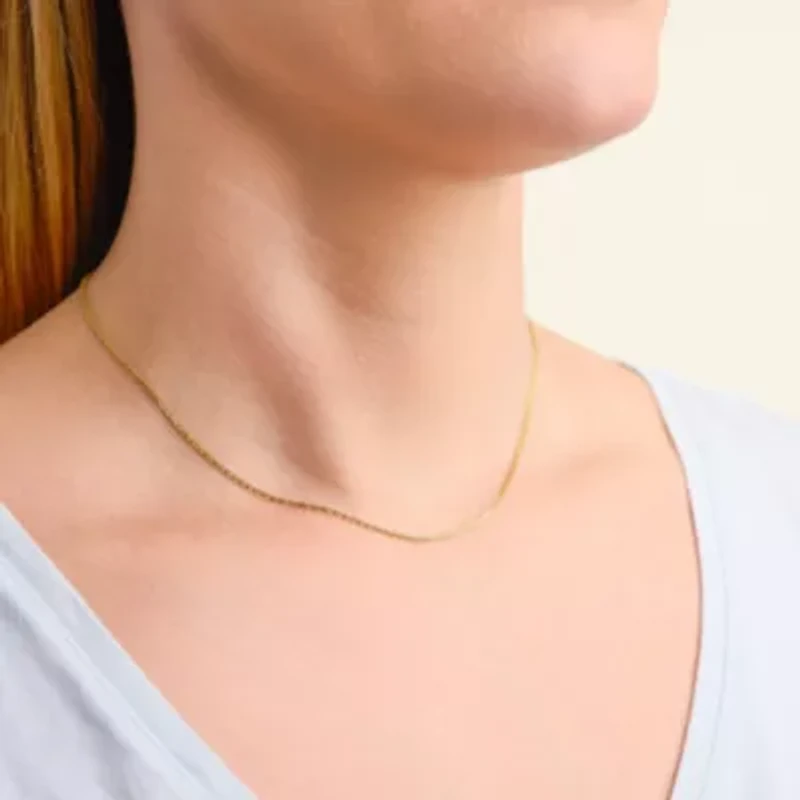 10k Yellow Gold Elegant Glitter Chain Necklace, Available 16" or 20"