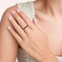 Lab Created 18K Yellow Gold Plated Sterling Silver Gemstone and 1/8 CTTW Grown Diamond Ring