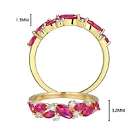 Lab Created 18K Yellow Gold Plated Sterling Silver Gemstone and 1/8 CTTW Grown Diamond Ring