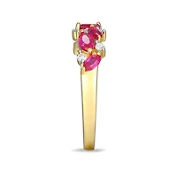 Lab Created 18K Yellow Gold Plated Sterling Silver Gemstone and 1/8 CTTW Grown Diamond Ring